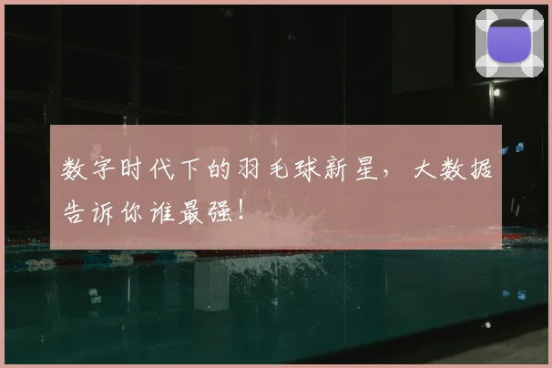 数字时代下的羽毛球新星，大数据告诉你谁最强！